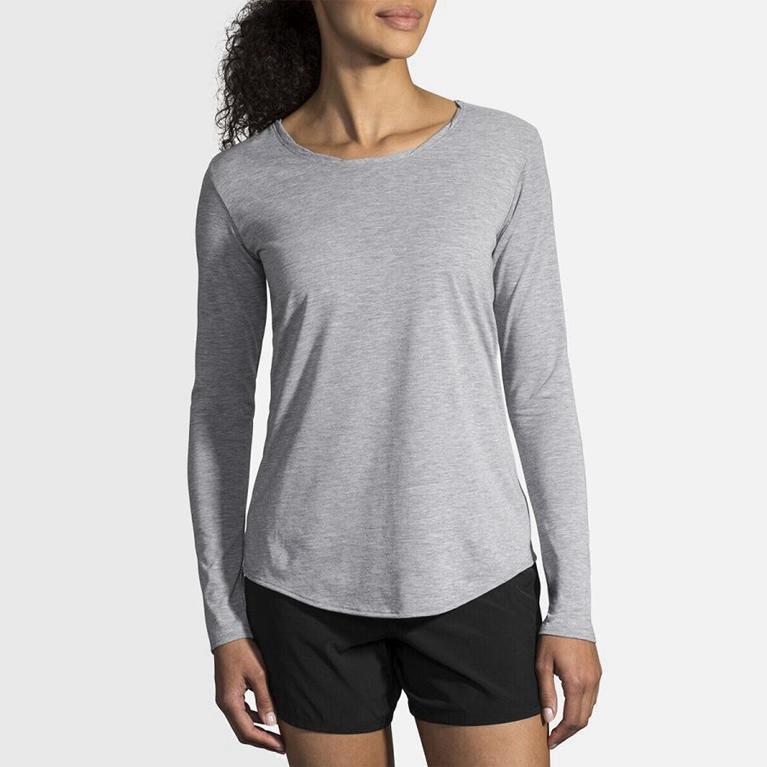 Brooks Distance Womens Long Sleeve Running Shirt - Grey - Philippines (521863TDQ)